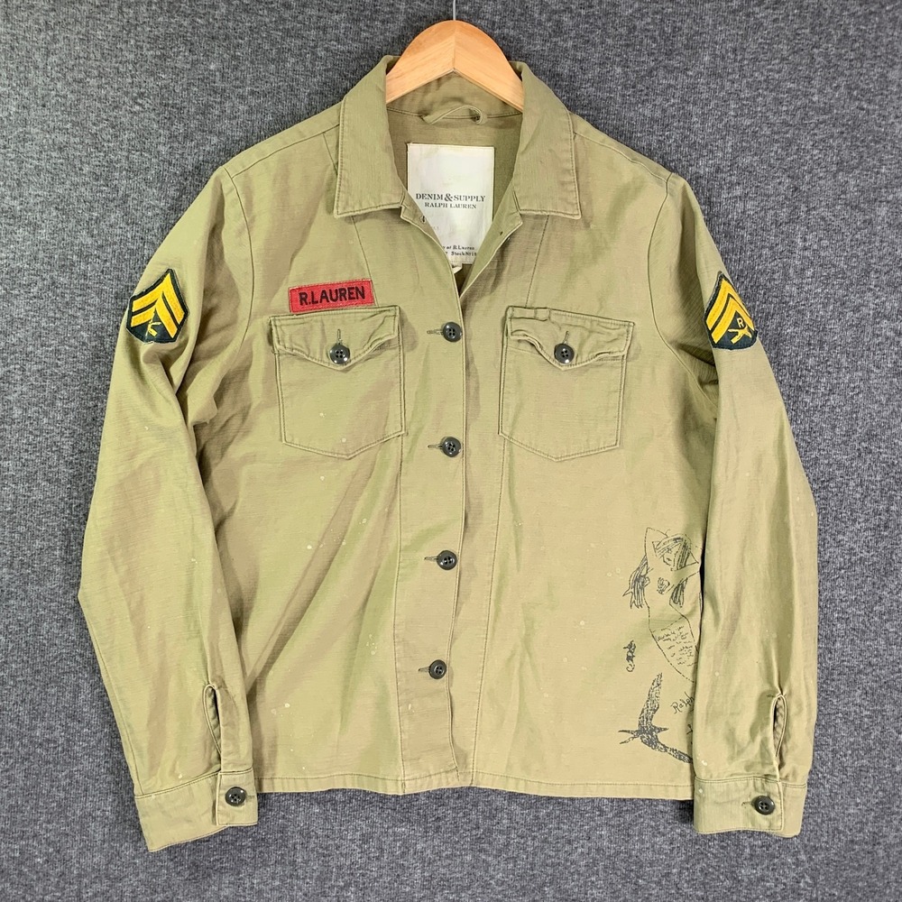 Ralph Lauren Denim & Supply Military Jacket Womens XL Utility Field Surplus Boat